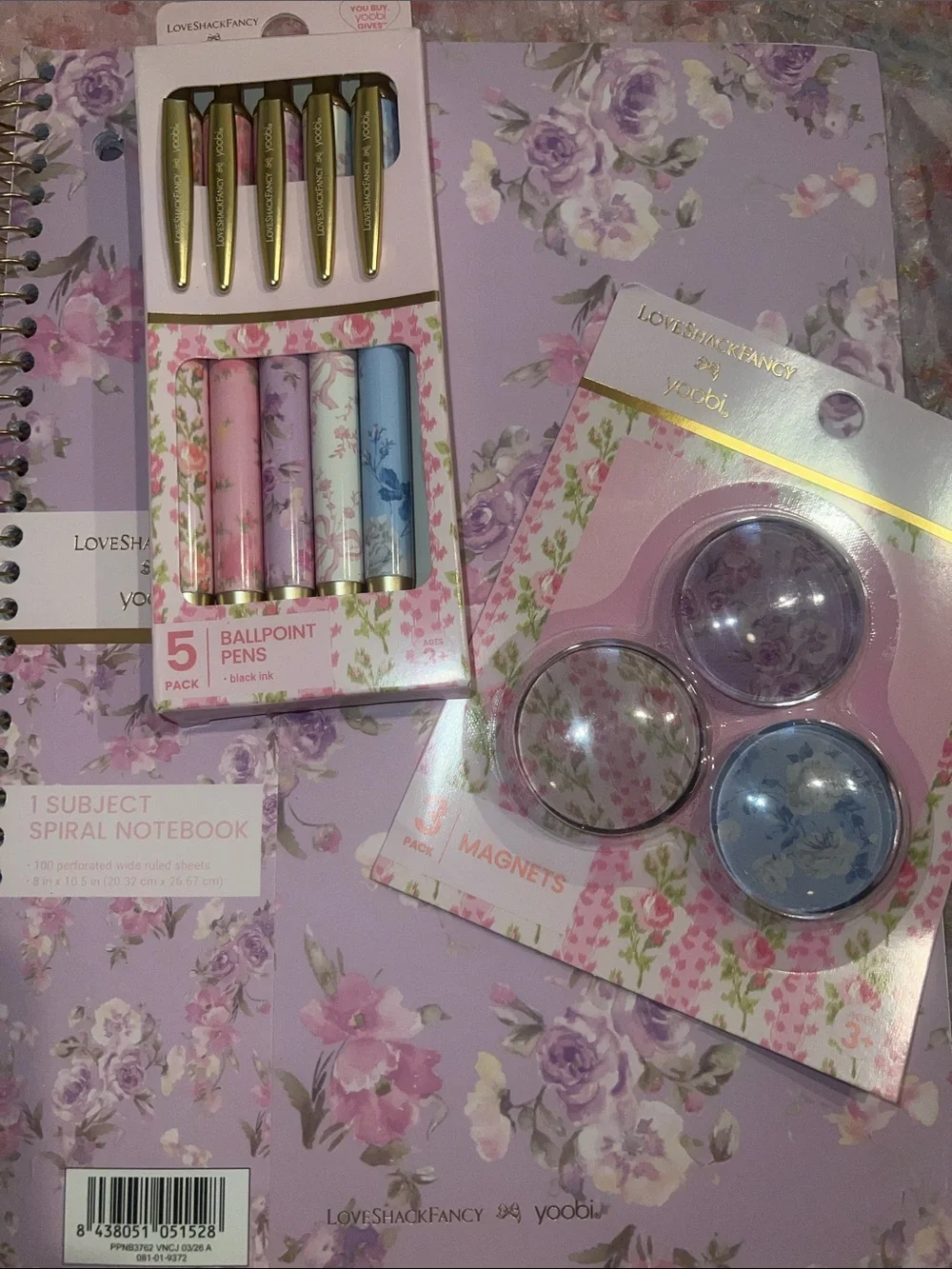LOVESHACKFANCY 🎀 YOOBI SET 💕🎀💕🎀NOTEPAD PENS MAGNETS NWT